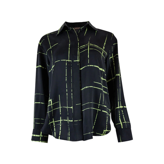 Silk Dreamscape Black Check Shirt NOKAYA