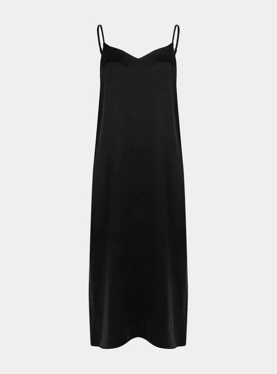 Silk Dreamscape Long Slip Black Dress NOKAYA