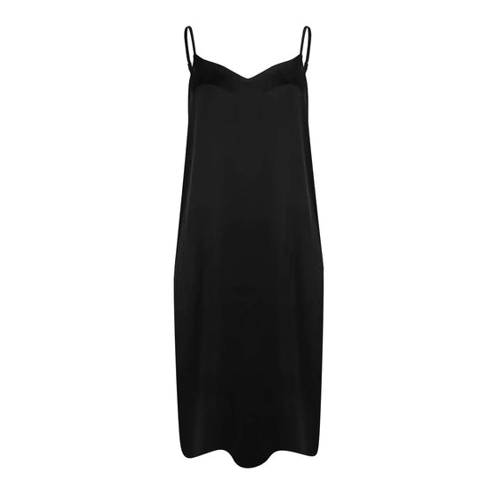 Silk Dreamscape Long Slip Black Dress NOKAYA