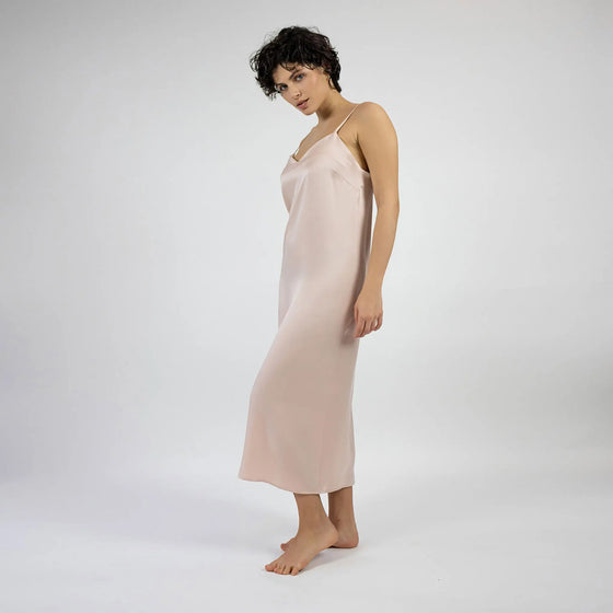 Silk Dreamscape Long Slip Transcendent Pink Dress NOKAYA