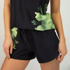 Silk Dreamscape Shorts Black Flower NOKAYA