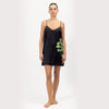 Silk Dreamscape Slip Dress Black Flower NOKAYA