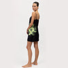 Silk Dreamscape Slip Dress Black Flower NOKAYA