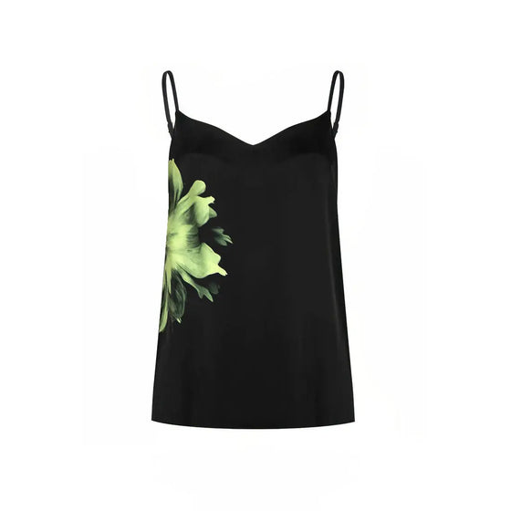 Silk Dreamscape Slip Dress Black Flower NOKAYA