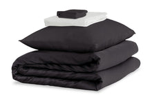  Mayfairsilk Charcoal and Brilliant White Silk Duvet Set #1 MayfairSilk