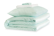  Mayfairsilk Teal Breeze and Brilliant White Silk Duvet Set MayfairSilk