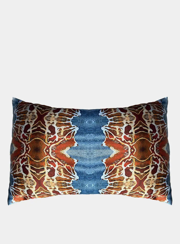 Silk Pillowcase - Orange and Blue Long Studio Design