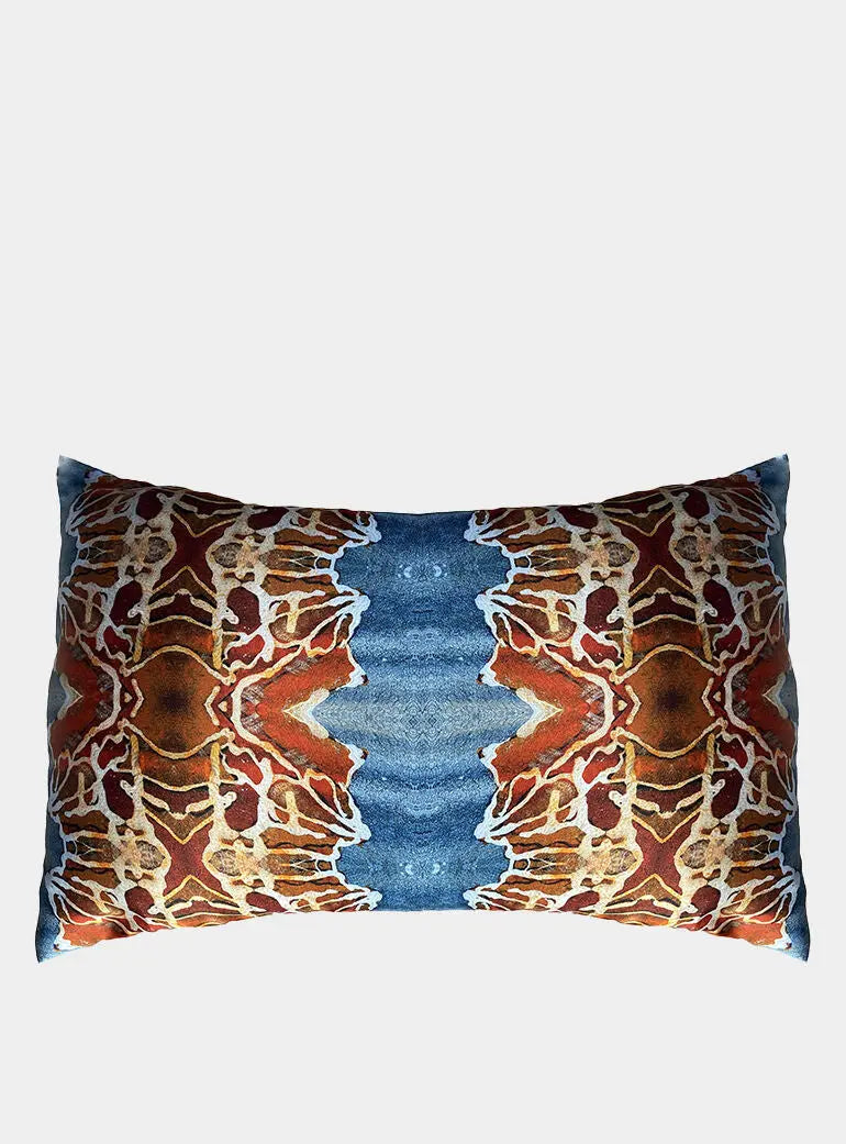 Silk Pillowcase - Orange and Blue Long Studio Design