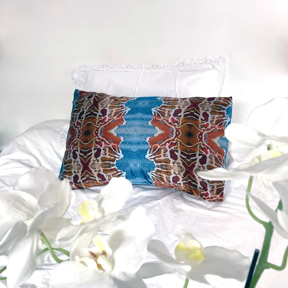 Silk Pillowcase - Orange and Blue Long Studio Design