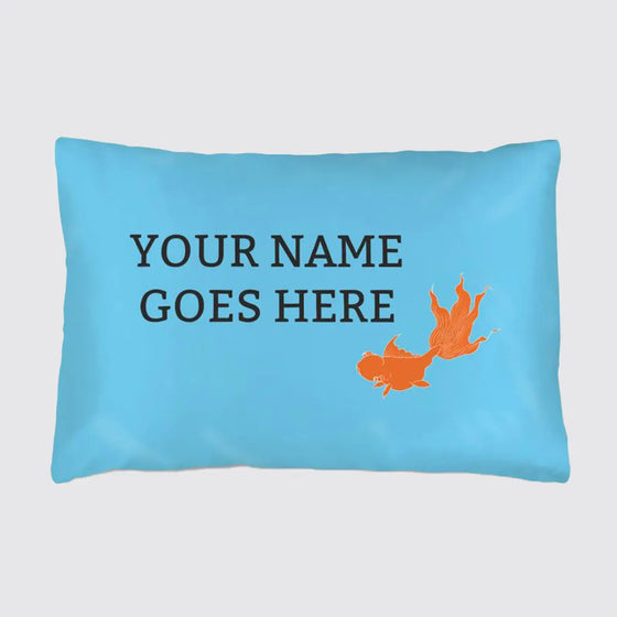 Silk Pillowcase - Personalised With a Name - Koi on Blue Long Studio Design