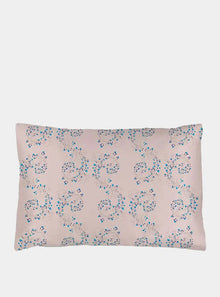  Silk Pillowcase - Pink With Fibonacci Turquoise Flowers Long Studio Design