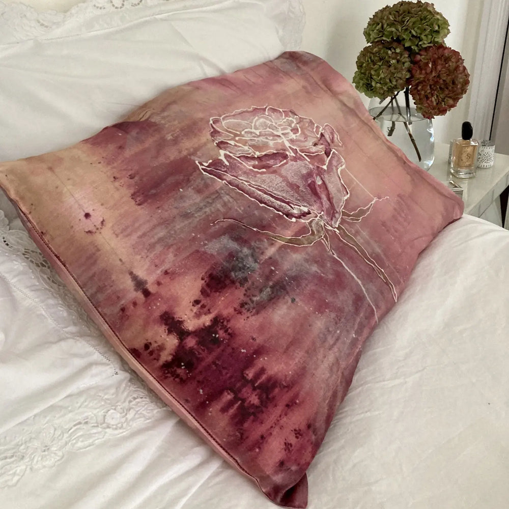 Silk Pillowcase - Violet Pink Rose Long Studio Design