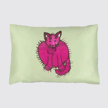  Silk Pillowcase for Children - Green and Pink - Purry With a Sock Long Studio Design