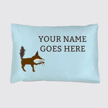  Silk Pillowcase for Children - Personalised - Foxy the Fox on Pale Blue Long Studio Design