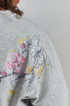 Simia Orchid-Embroidered Ethical-Cotton Sweatshirt - Mist Marl Grey Peachaus