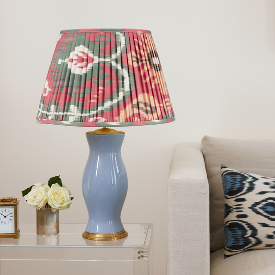 RASPBERRY and GREEN IKAT LAMPSHADES  - LOW in STOCK