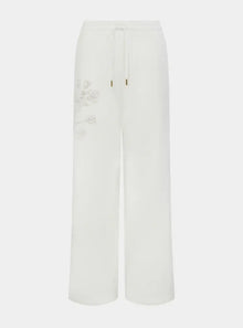  Sitka Blossom-Embroidered Ethical-Cotton Joggers - Moonlight White Peachaus