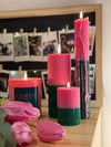 Skinny Tall Drippy Pillar Candle, Pink & Green NO HOLDER Lords Fragrance House