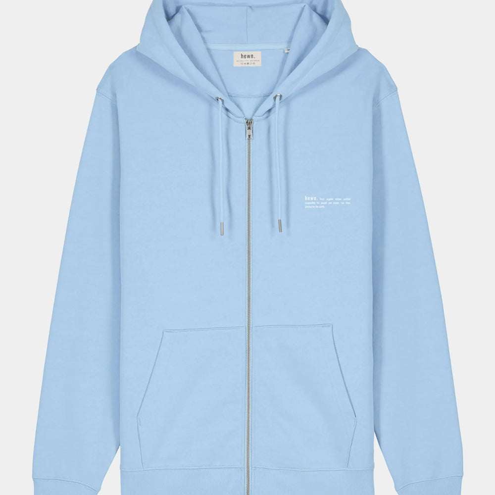 Sky Blue Mens Organic Cotton Relaxed-Fit Zip Hoodie hewn.