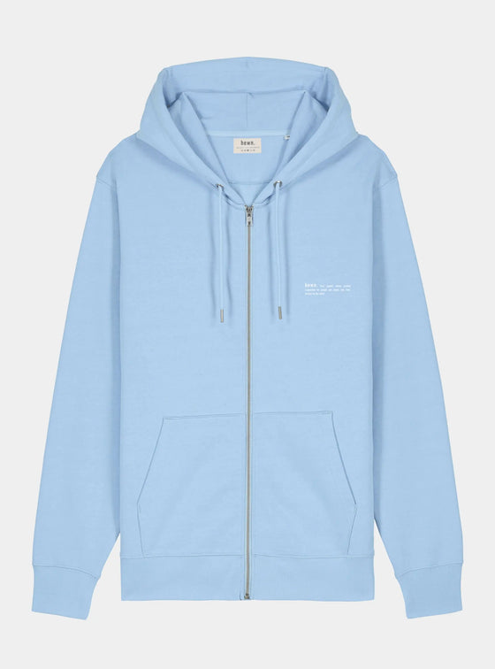 Sky Blue Mens Organic Cotton Relaxed-Fit Zip Hoodie hewn.