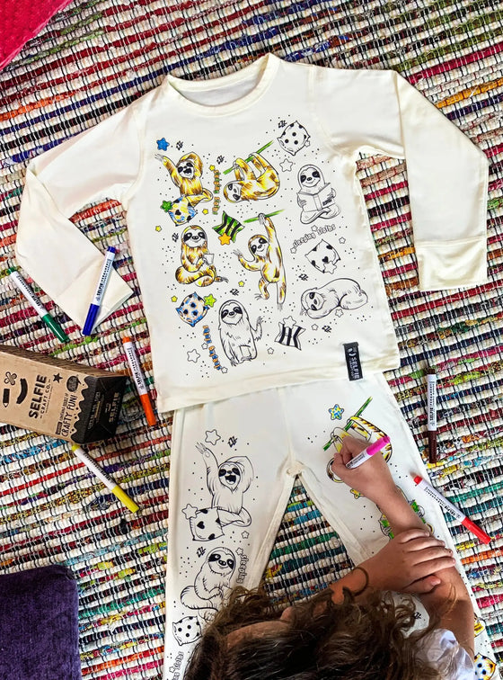 Sleepy Sloth Colour in Pyjamas Selfie Craft Co