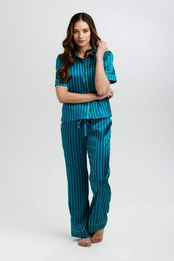 Poppy Rainforest Stripe Silk Trouser