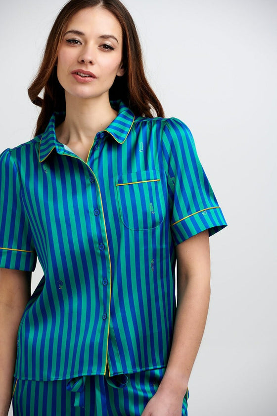 Poppy Rainforest Stripe Silk Blouse