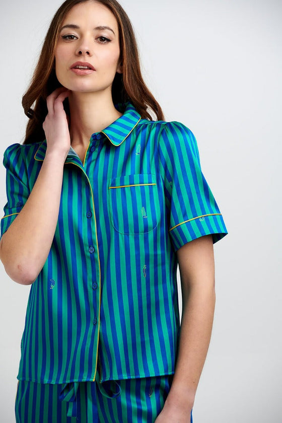 Poppy Rainforest Stripe Silk Blouse