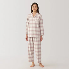  Smoky Pink Check Women's Side Seamless Flannel Pyjamas MUJI UK