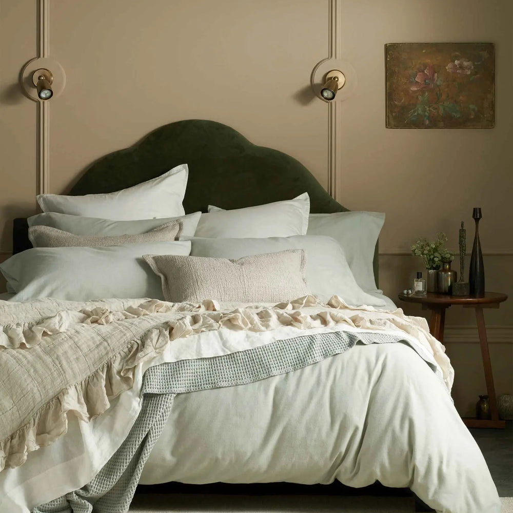 Soft Green Henry Brushed 100% Cotton Bed Linen The Secret Linen Store