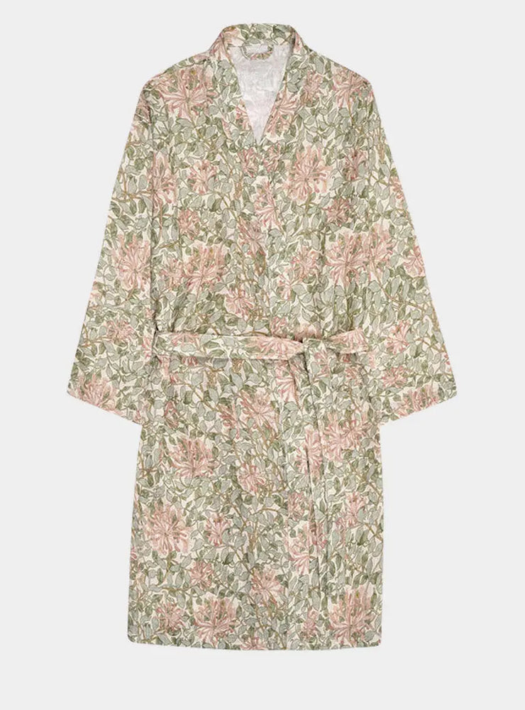 Soft Sage Honeysuckle Linen Robe Piglet