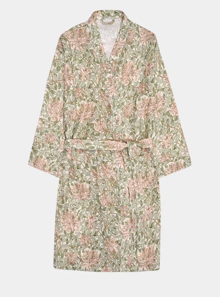 Soft Sage Honeysuckle Linen Robe Piglet