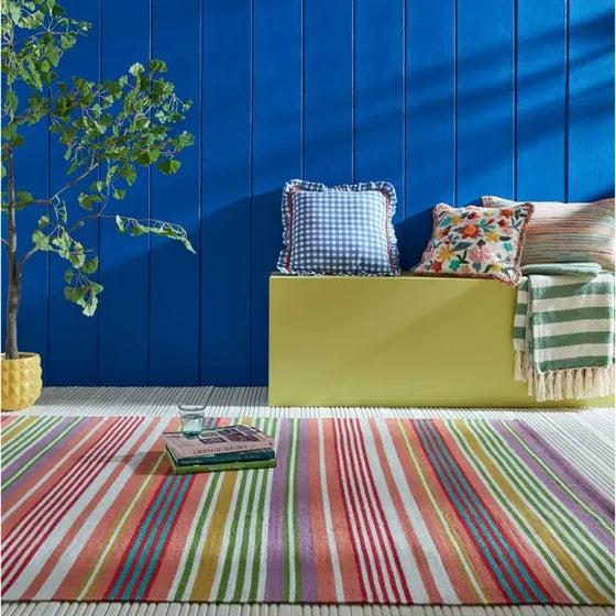 Sophie Robinson Rock Candy Stripe Indoor Outdoor Rug Dunelm