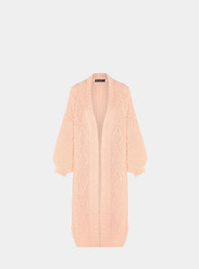  Stevie Cable Balloon Sleeve Long Cardigan - Peach Cara & The Sky