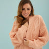 Stevie Cable Balloon Sleeve Long Cardigan - Peach Cara & The Sky