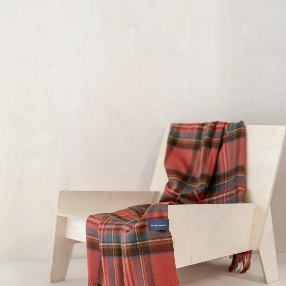 Stewart Dress Antique Tartan Small Lambswool Blanket TartanBlanketCo