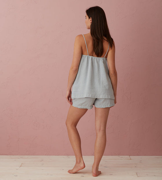 Stone Grey Evie 100% Linen Shorts The Secret Linen Store