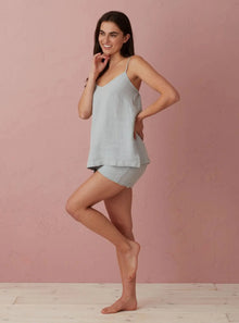  Stone Grey Lara 100% Linen Cami Top The Secret Linen Store