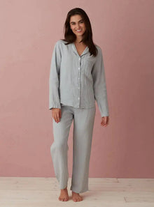  Stone Grey Tilly 100% Linen Pyjama Bottoms The Secret Linen Store