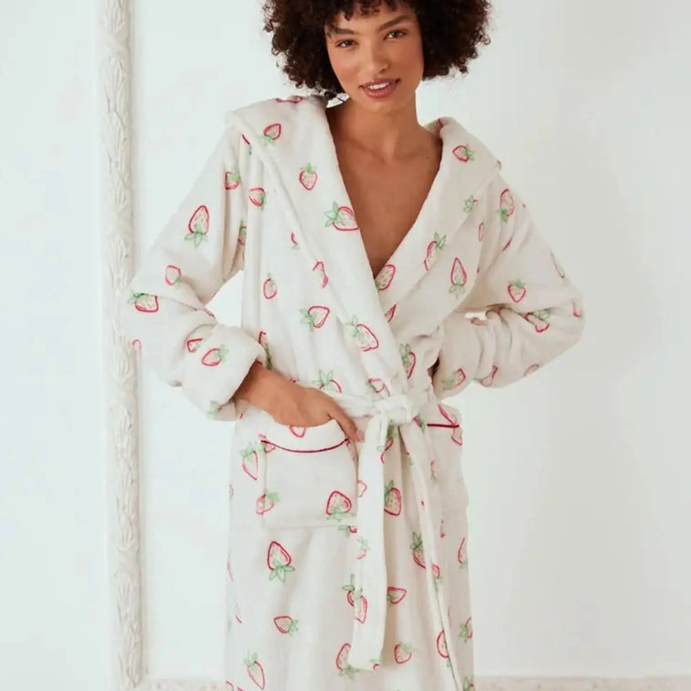 Strawberry Print Fleece Dressing Gown Chelsea Peers