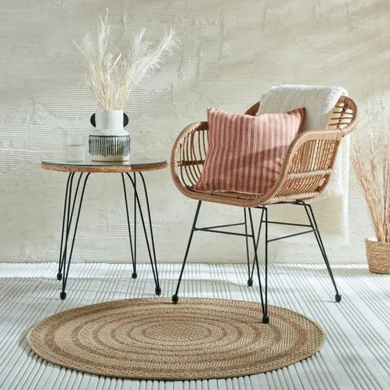 Stripe Border Indoor Outdoor Round Rug Dunelm