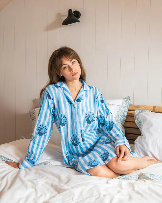 Blue Peacock / Stripe Nightshirt Lulu and Nat