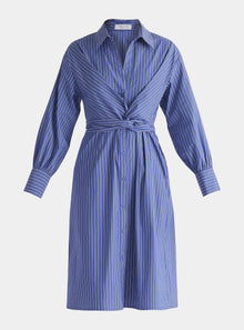  Striped Shirt Dress With Waist Tie Paisie