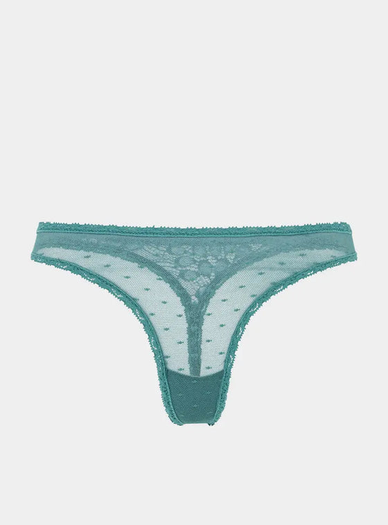 Sugi Recycled-Lace High-Leg Thong - Stormcloud Green Peachaus