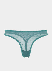  Sugi Recycled-Lace High-Leg Thong - Stormcloud Green