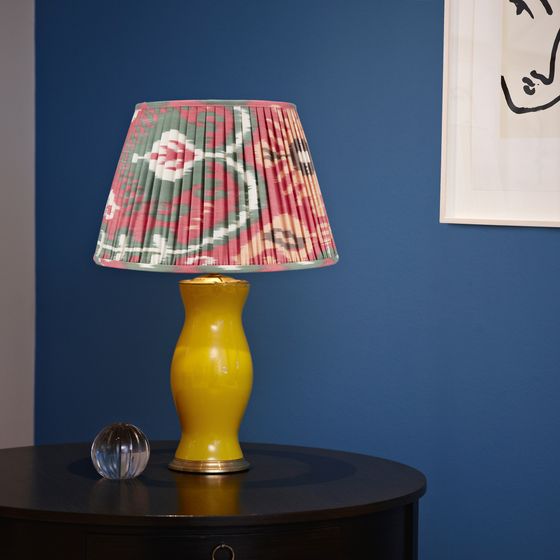 RASPBERRY and GREEN IKAT LAMPSHADES  - LOW in STOCK