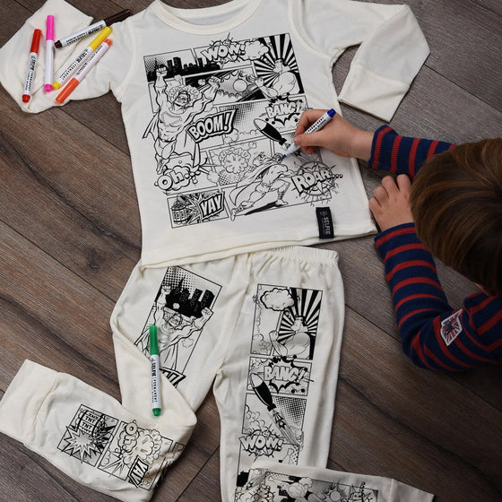 Superhero Comic Colour in Pyjamas Selfie Craft Co