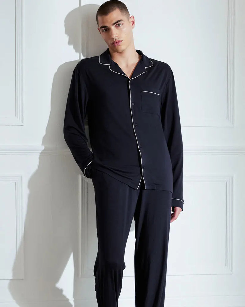 TENCELª Modal Long Button Up Pyjama Set - Navy Chelsea Peers