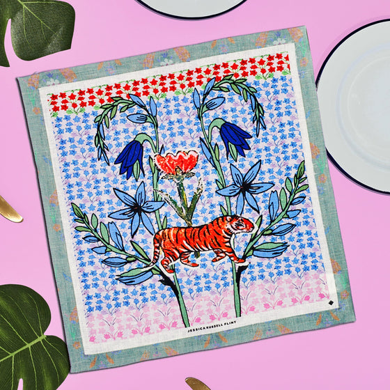 Linen Table Napkin / "Tiger Folk"