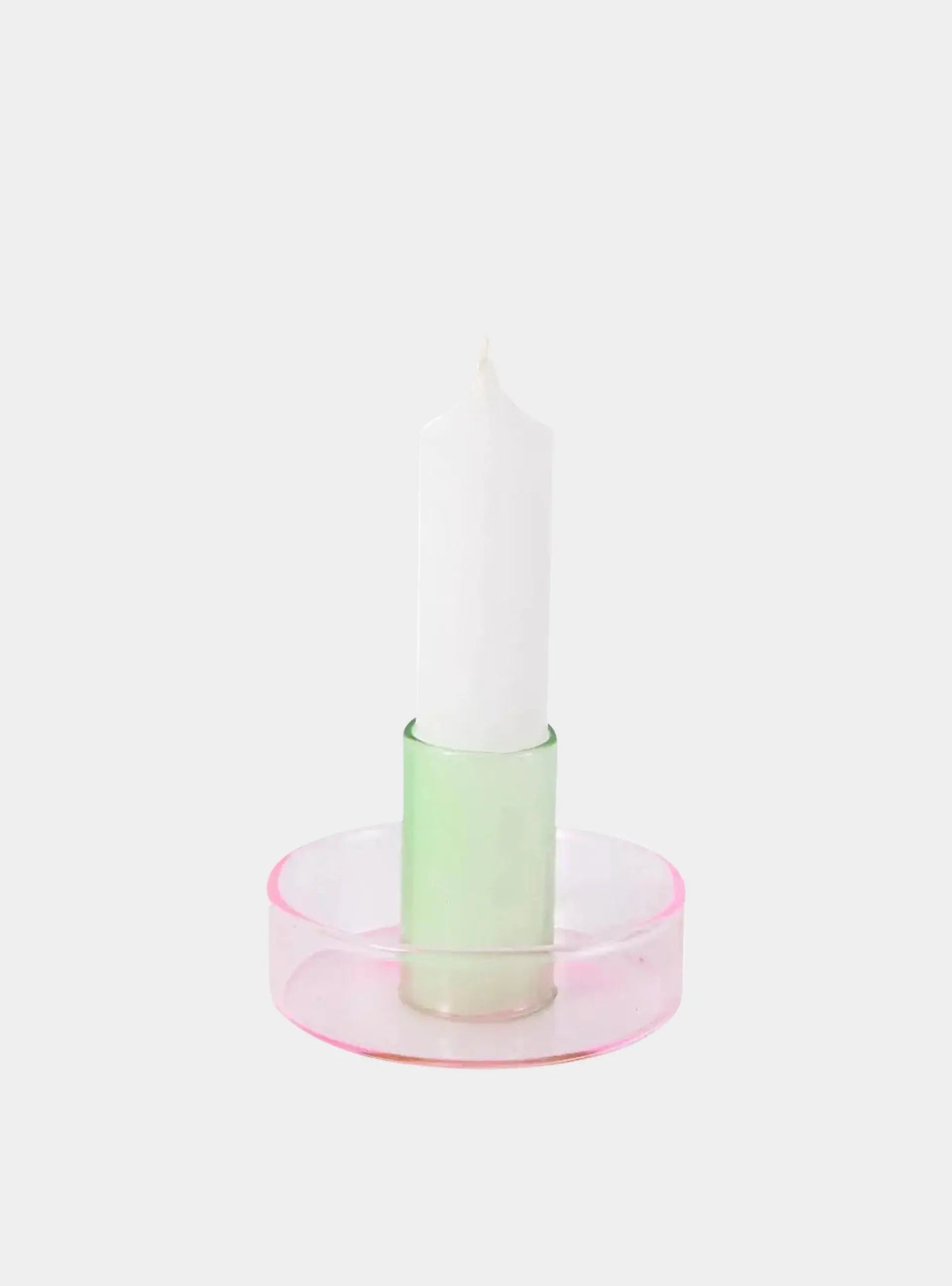 Tapered Candle Holder, Pink & Green Glass Lords Fragrance House